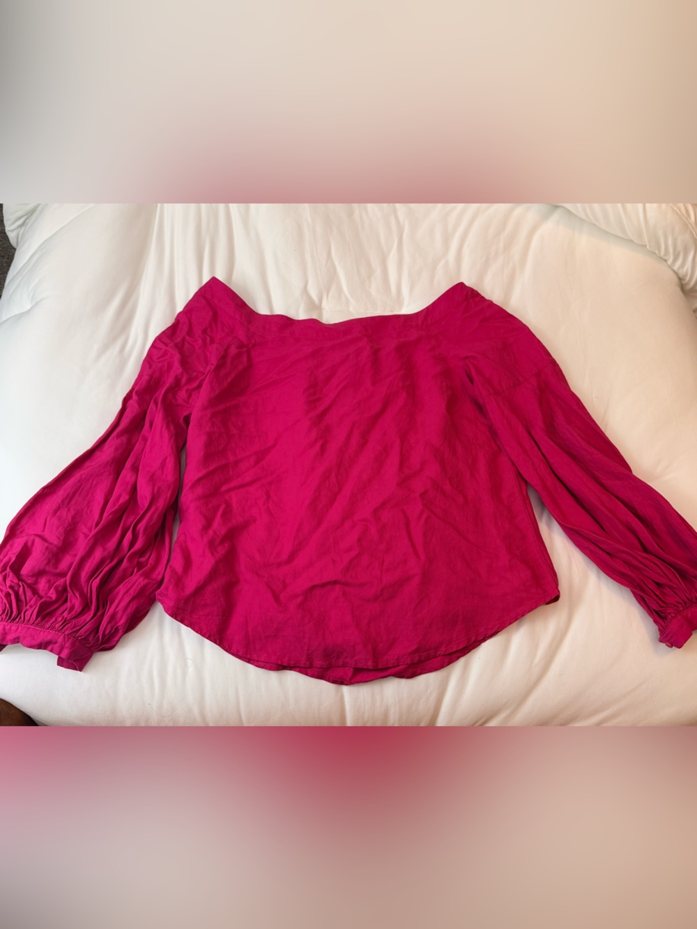 Anthropologie Hot Pink Off-Shoulder Long-Sleeve Sleep Top